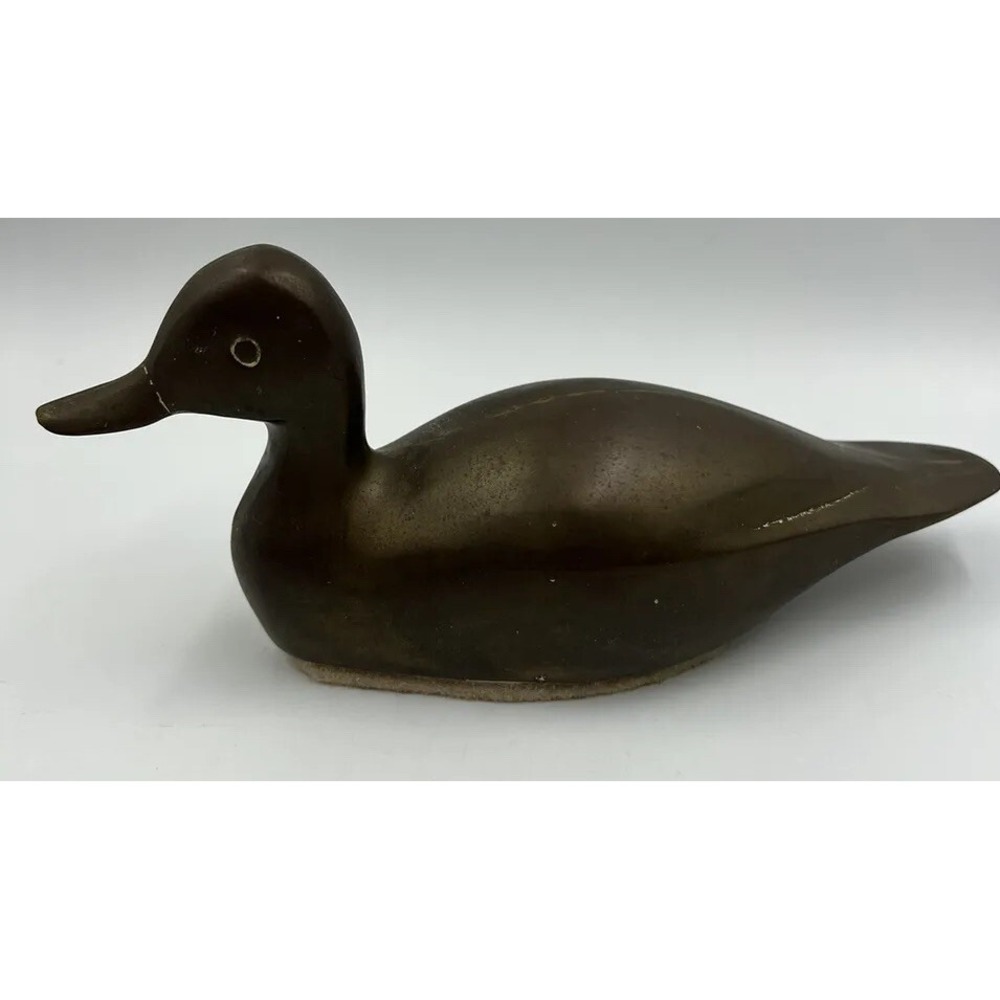 Vintage Mid Century Modern Brass Duck Figurine Paperweight MCM Minimalist Decor